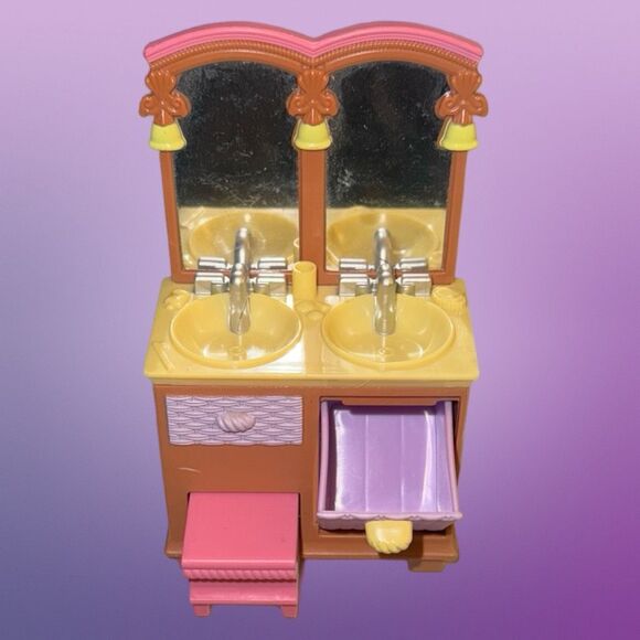Vintage Fisher Price Loving Family Dollhouse Bathroom Vanity Double Sink B20 - Picture 7 of 7